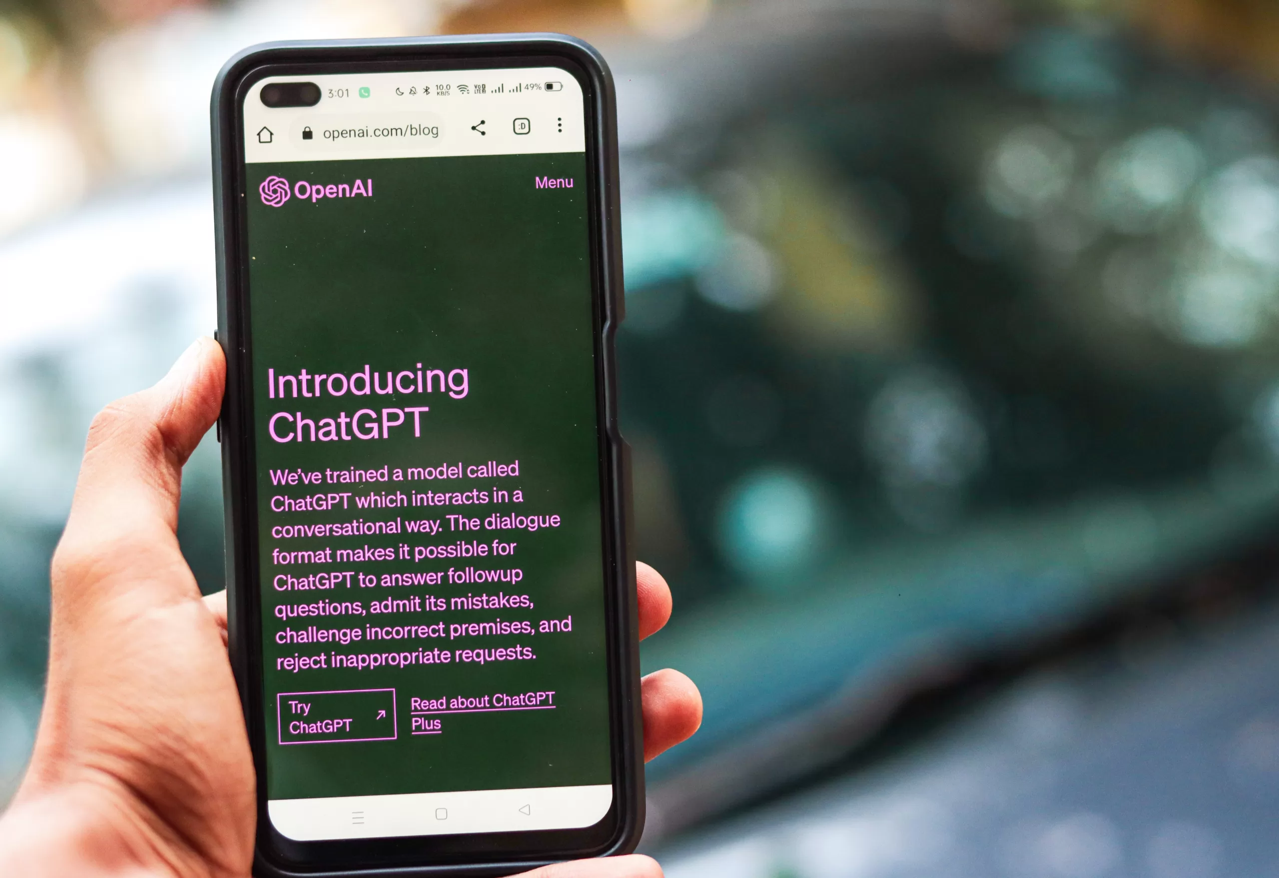 Webpage of chatgpt a prototype ai chatbot is seen on the website of openai on a smartphone examples capabilities and limitations are shown